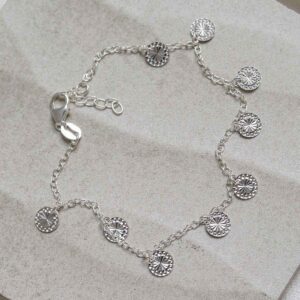 Sterling Silver Diamond Disc Bracelet on jewellery dish