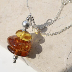 Sterling Silver Amber Cluster Necklace
