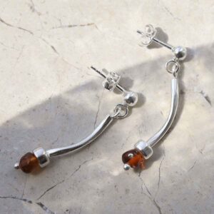 Sterling Silver Essential Amber Stud Drop Earrings