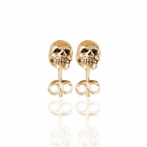 rose gold  mini skull studs showing teeth detail