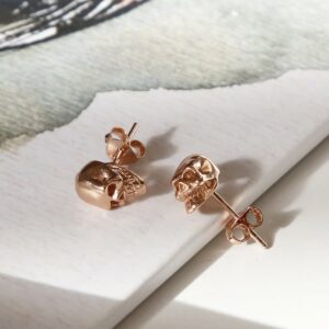 rose gold mini skull studs showing details