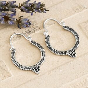 MZ1518SterlingSilverTippedHarbalaHoops 1