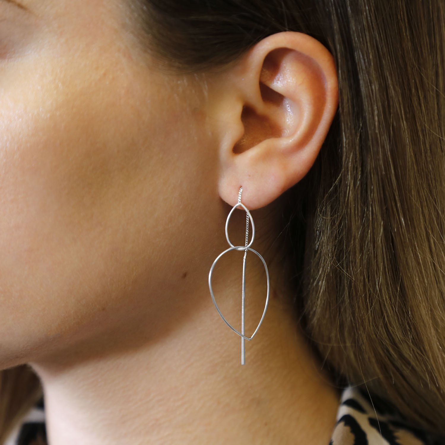 Sterling Silver Wave Threader Chain Earrings | Affordable - Martha Jackson