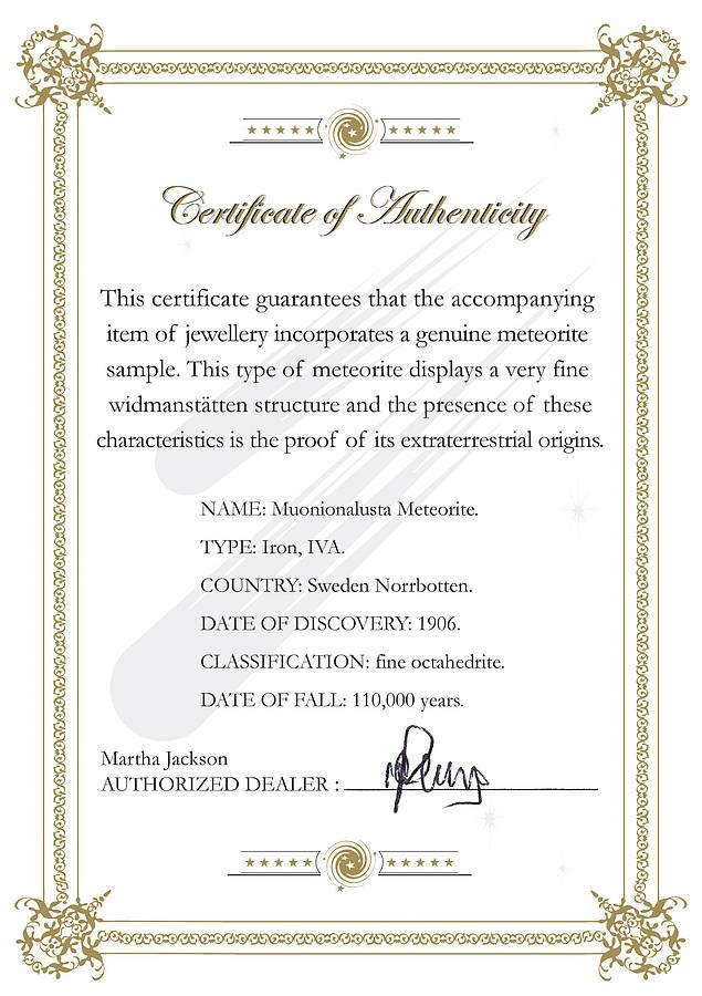 Meteorite Certificate
