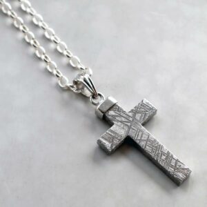 Meteorite and Silver Cross Necklace by Martha Jackson