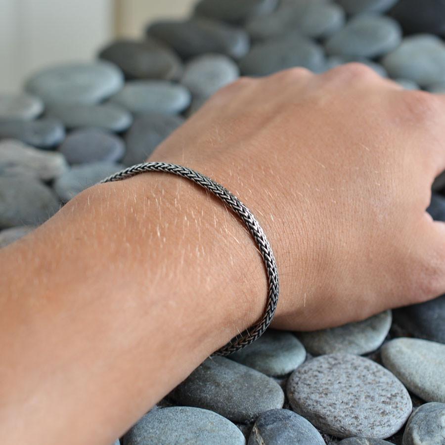 Sterling Silver Oval Snake Bracelet | Martha Jackson