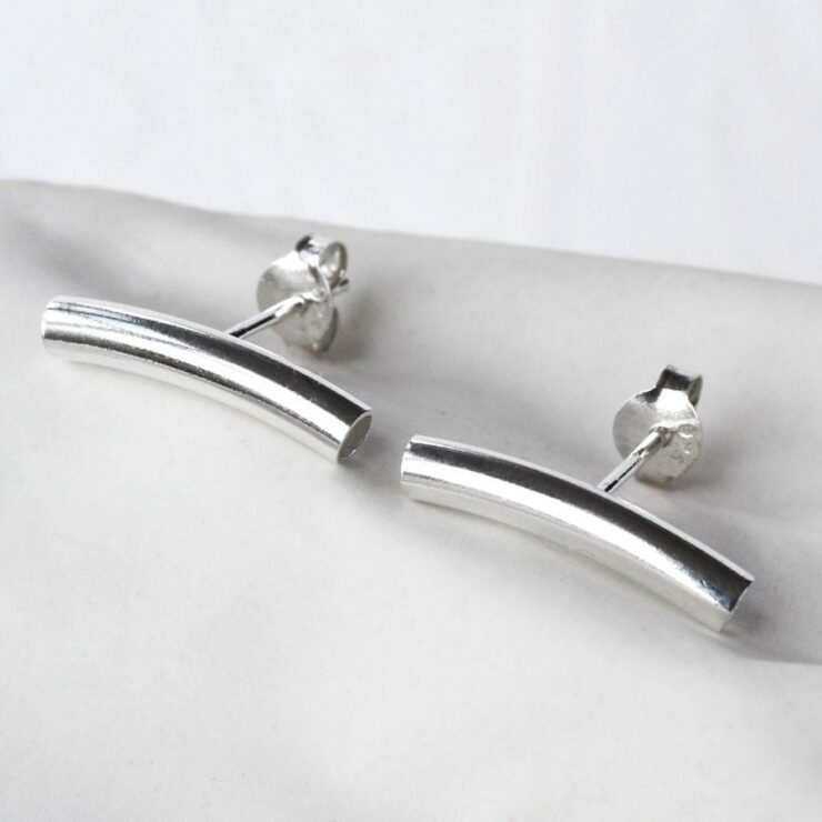 Sterling Silver Bar Stud Earrings - Martha Jackson