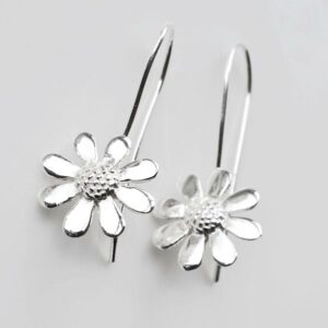 Sterling Silver Contemporary Daisy Earrings by Martha Jackson