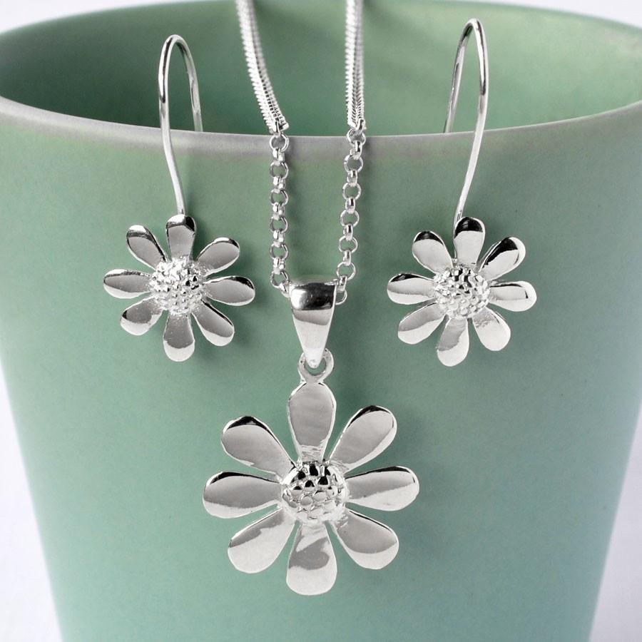 Silver Contemporary Daisy Jewellery Set Martha Jackson