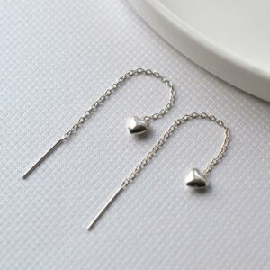 Sterling Silver Heart Chain Earrings by Martha Jackson