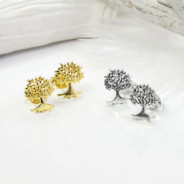 TinyTreeStudsinSterlingSilverandGoldPlated