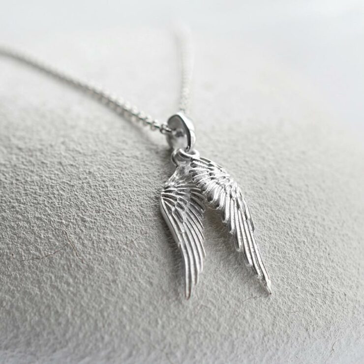 Guardian Angel Wing Necklace Sterling Silver - Eleganzia Jewelry