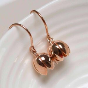 Rose gold plated Sterling Silver Cherry Bellflower Dangly Earrings
