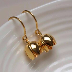 Gold Plated Sterling Silver Cherry Bellflower Dangly Earrings