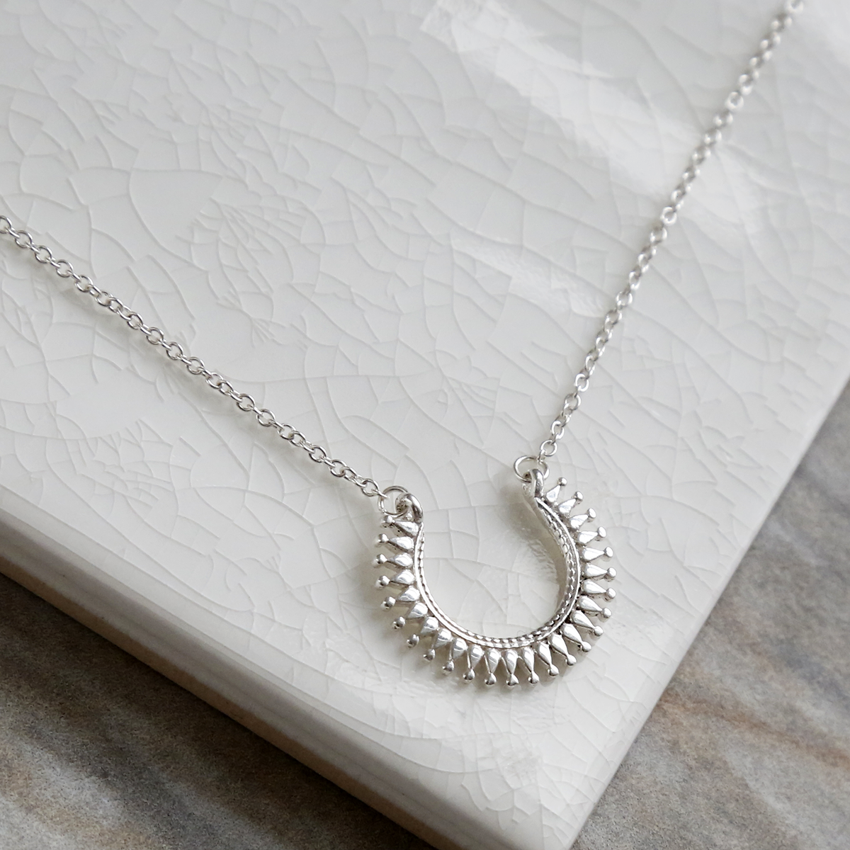 Sterling Silver Marrakech Horseshoe Necklace | Martha Jackson
