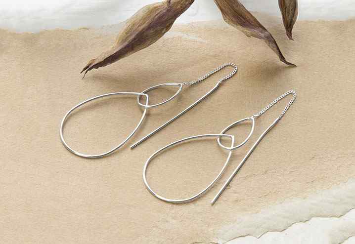 Safety Pin Earrings for Women - Dangle Earrings, 925 Sterling Silver Rose Gold Filled / 2 inch (5 cm)