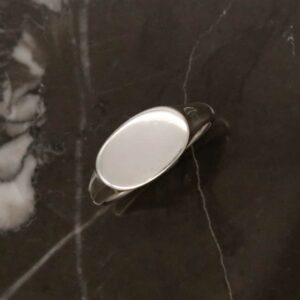 Single plain wide landscape sterling silver signet ring