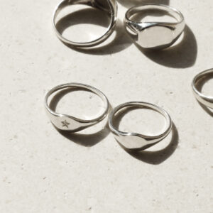 ML929 STERLING SILVER PINKY OVAL SIGNET RING 1110X1110