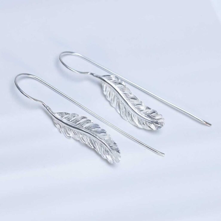Sterling Silver Feather Drop Earrings
