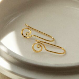 gold spiral ear threaders on plate