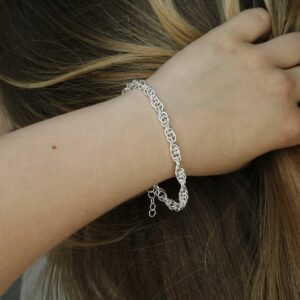 Sterling Silver Twisted Rope Bracelet on a girls wrist