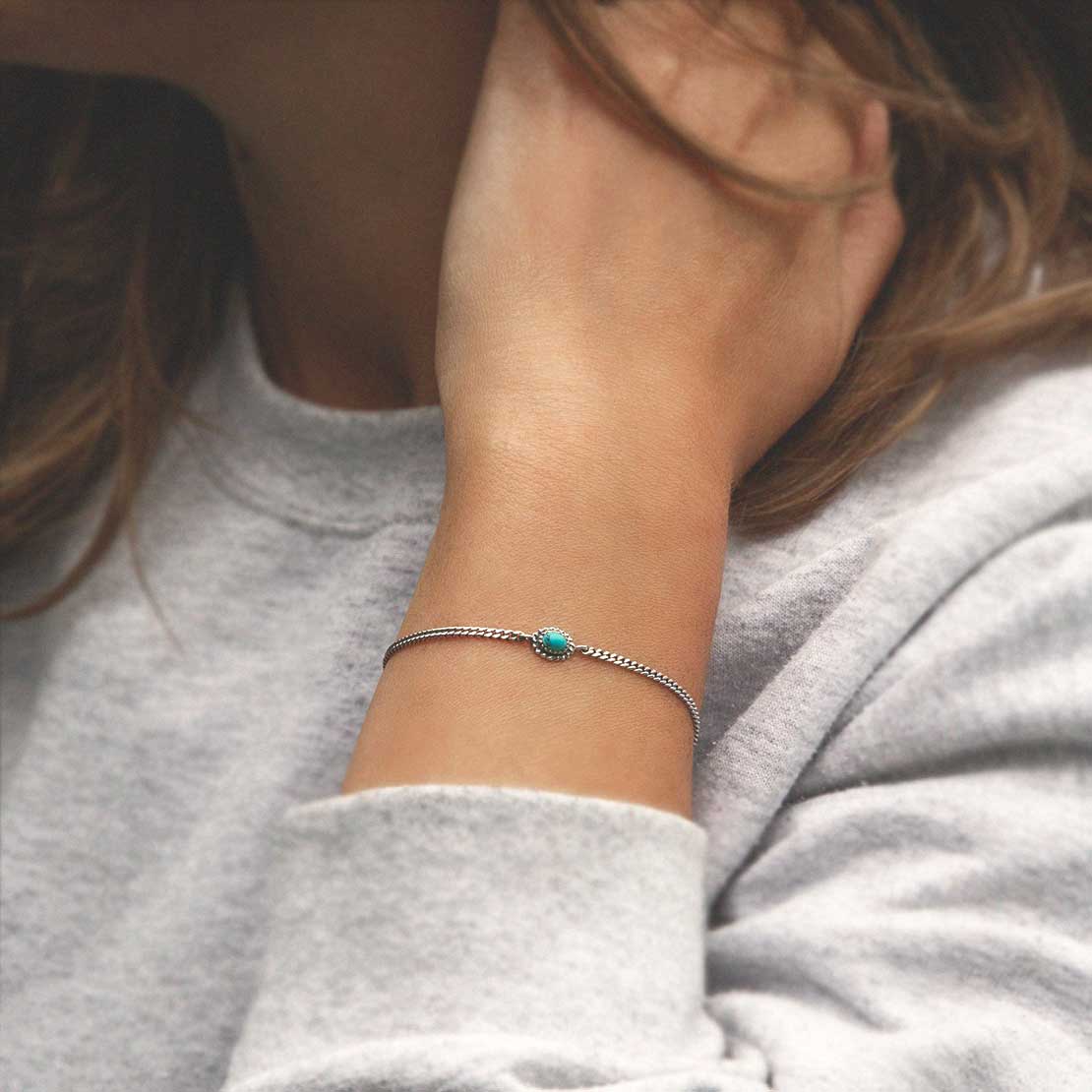 Sterling Silver Oval Turquoise Bracelet | Affordable Silver