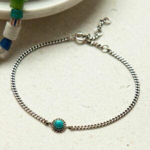 silver chain and round set Turquoise bracelet