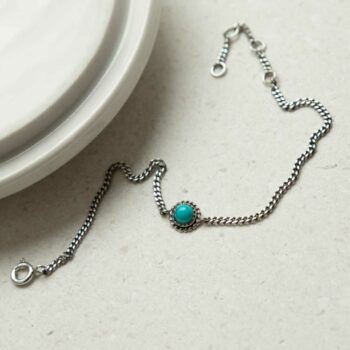 MZA051 STERLING SILVER ROUND TURQUOISE BRACELET 4