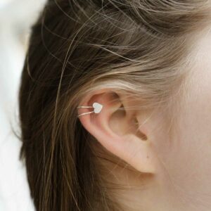 Sterling Silver Heart Ear Cuffs Round the top of a girls ear