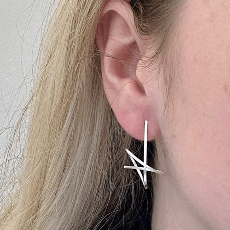 _STERLING SILVER ORBIT STUD EARRINGS_MODEL