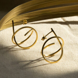 gold orbit stud earrings