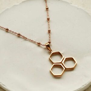 MS1203RG ROSE GOLD PLATED STERLING SILVER GEOMETRIC HONEYCOMB NECKLACE 1110X1110 2