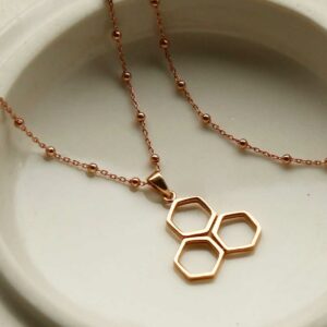 MS1203RG ROSE GOLD PLATED STERLING SILVER GEOMETRIC HONEYCOMB NECKLACE 1110X1110