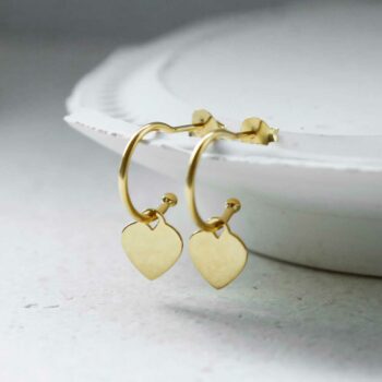 MS1211G GOLD PLATED STERLING SILVER DANGLY HEART HOOPS GROUP SHOT 1 1