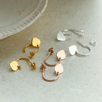 MS1211S MS1211G MS1211RG STERLING SILVER DANGLY HEART HOOPS GROUP SHOT 1 1