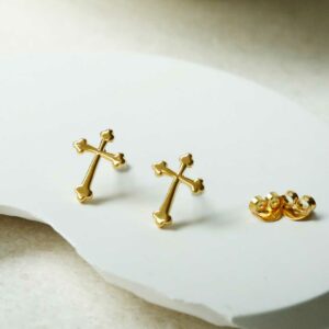 MS1212G GOLD STERLING SILVER CROSS STUD EARRINGS 1110x1110 1