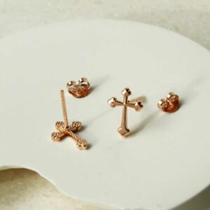 MS1212RG ROSE GOLD STERLING SILVER CROSS STUD EARRINGS 1110x1110 1 1
