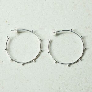 Sterling Silver Bobble Hoops on white background