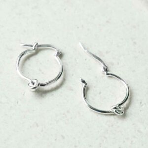 Sterling Silver Knot Hoop open and closed on white bakground