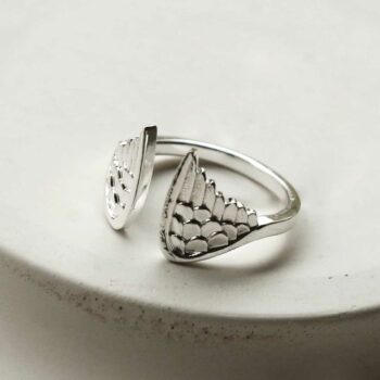 MZB100 STERLING SILVER ANGEL WINGS ADJUSTABLE RING 1110X1110