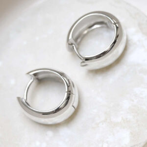 Sterling Silver Large Statement Huggies in jewellery dish