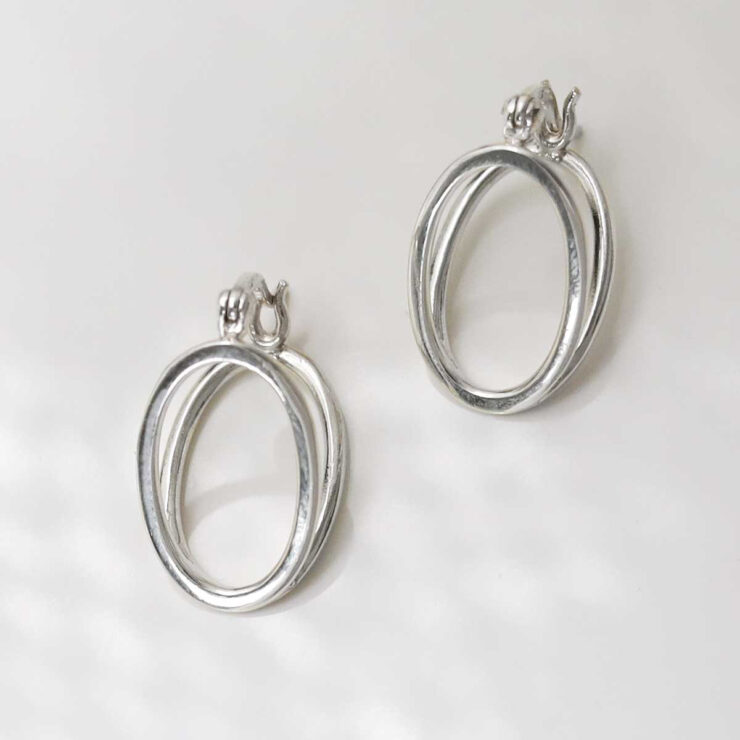 ML943_Sterling Silver Double Oval Loop Hoops_3 Sterling Silver Double Oval Loop Hoops on ceramic