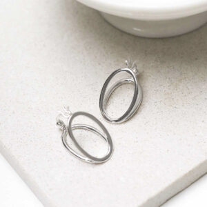 Sterling Silver Double Oval Loop Hoops on ceramic