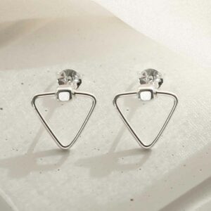 silver plain triangle studs in sun