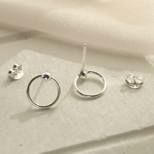 silver plain circle studs removed butterfly backs