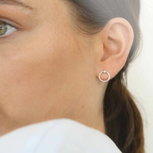 silver plain circle studs on model