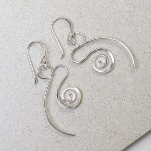 Sterling Silver Twirling Ribbon Dangly Earrings