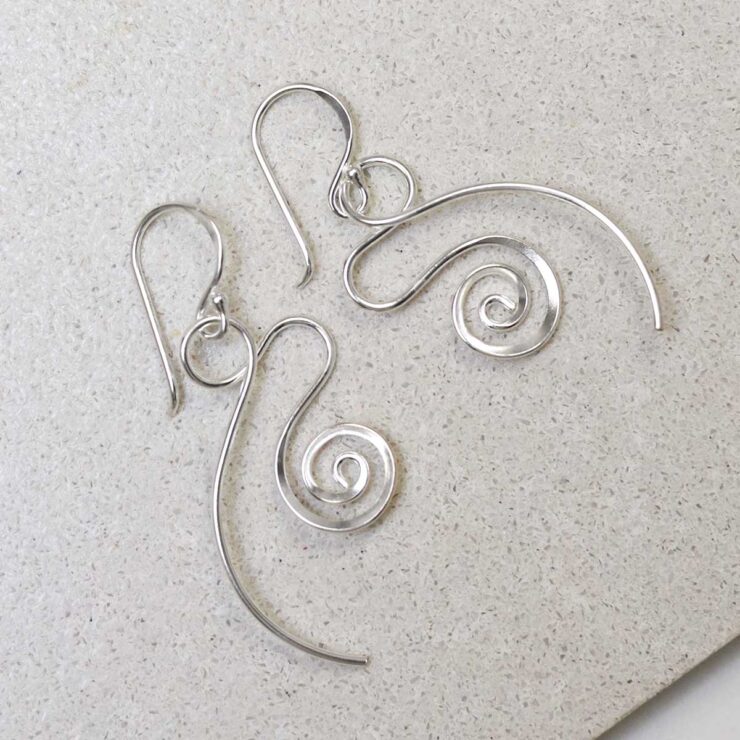 Sterling Silver Twirling Ribbon Dangly Earrings