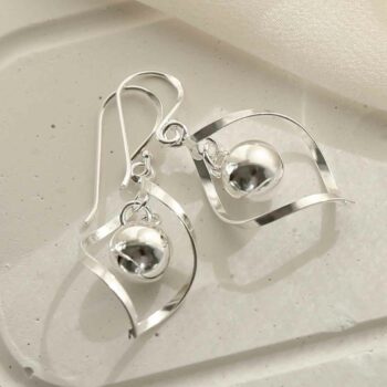 Sterling Silver Twist Ball Dangly Earrings | Affordable