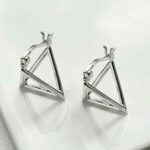 silver double fused triangle hoops hanging